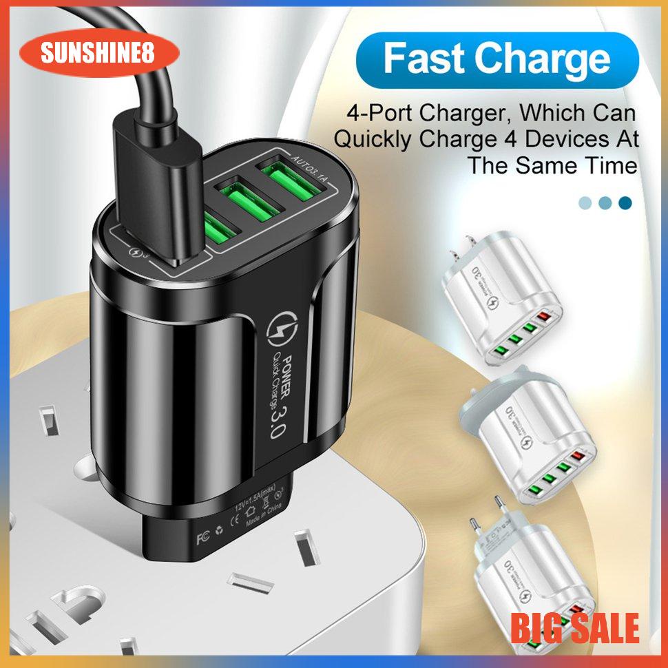 Đầu sạc nhanh QC3.0 4 cổng USB có đèn LED
