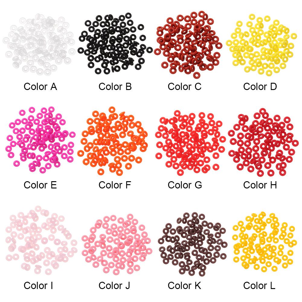 Túi 100 hạt chặn chữ O tròn dẹt 6*2*2 bằng cao su bền nhám chống trượt cố định đầu cuối cho vòng tay 12 màu tùy chọn