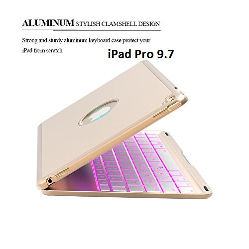 Bao da kiêm bàn phím bluetooth cho iPad Pro (9.7&quot;) (Gold) tặng cáp sạc iPhone