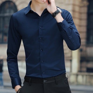 Áo Sơ Mi Vải Lụa Tay Dài Form Body, Áo trơn có nhiều màu lựa chọn