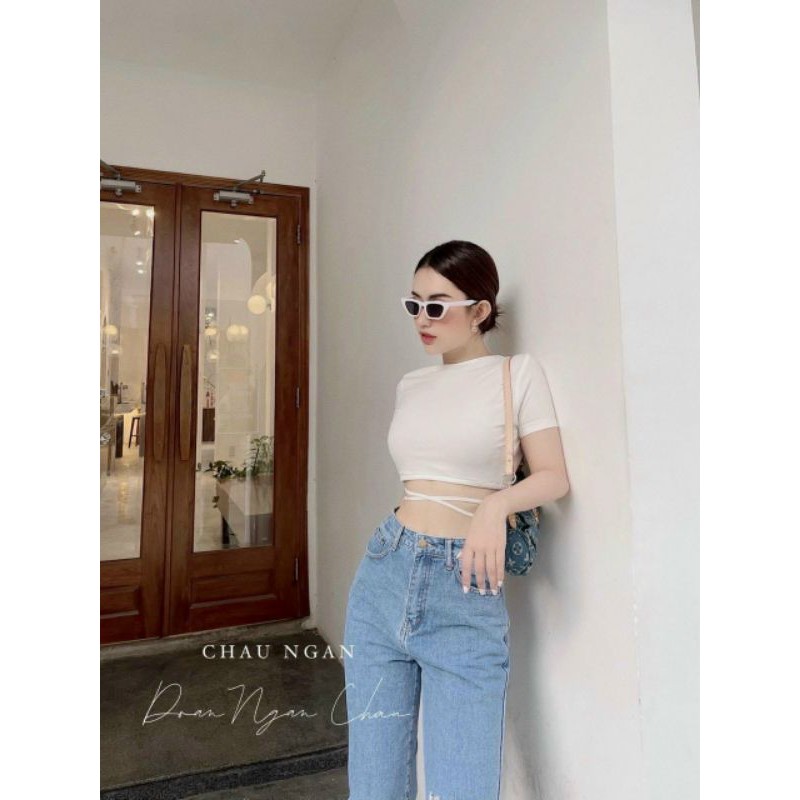 ÁO THUN CROPTOP DÂY CỘT EO