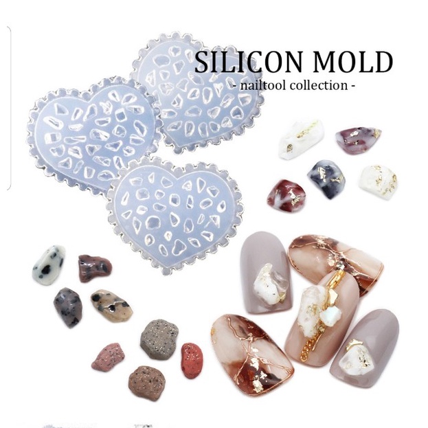 Khuôn silicone trong hình đá trang trí móng nail gel móng bột móng đắp