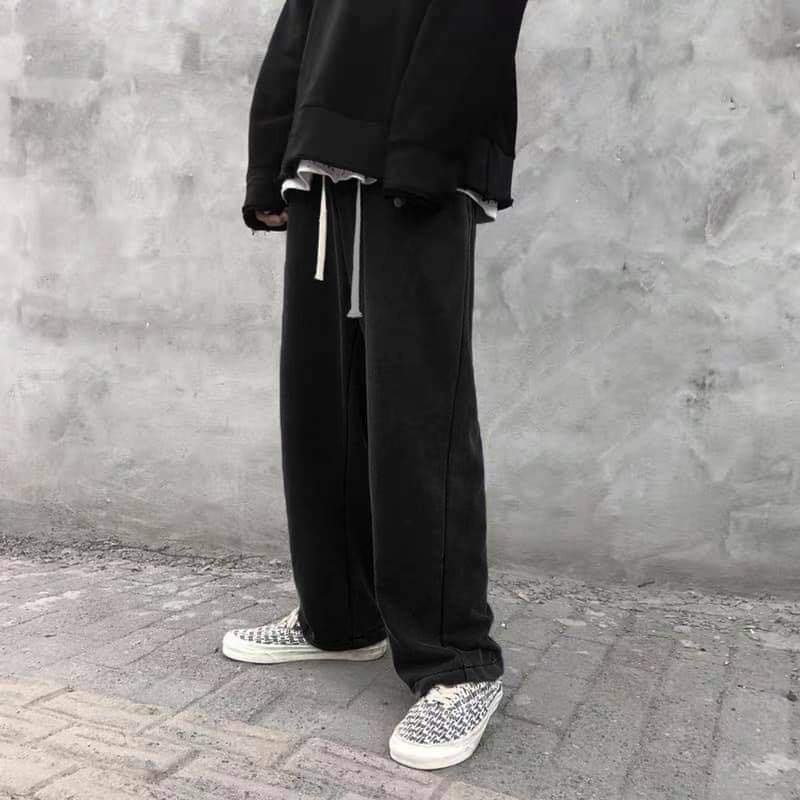 Quần Thun Basic Ống Rộng Unisex ❤ Quần Ống Suông Baggy Trơn Chất Thun Nỉ Dày Dặn Co Giãn Nam Nữ