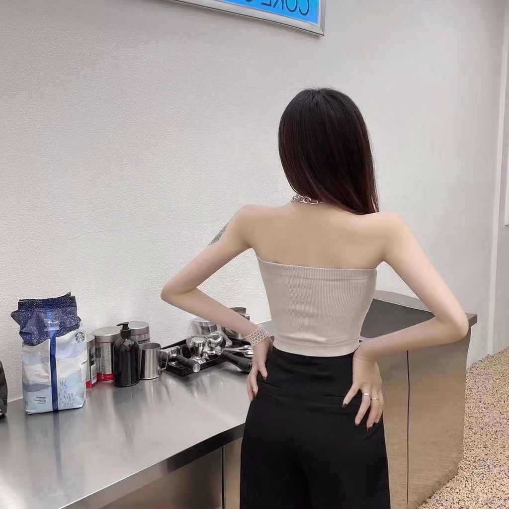 Áo bra không dây gân tăm, Áo ngực không gọng dáng lửng, mút mỏng sang trọng B1998