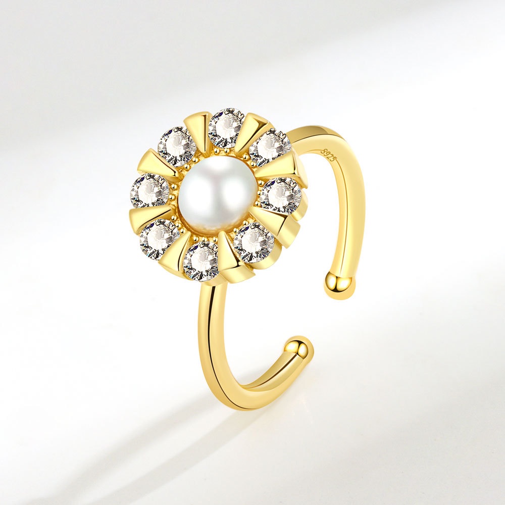 Nhẫn Xoay Hình Hoa Hướng Dương Đính Kim Cương Giả Có Thể Điều Chỉnh Kích