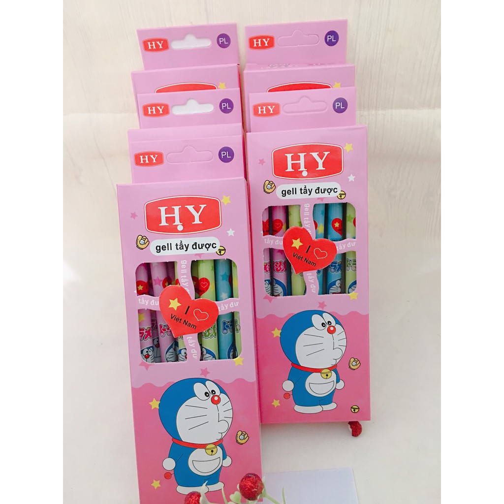 Combo 5 Hộp Bút bi xóa được mực Tím mẫu Doraemon - Hộp 12 cây