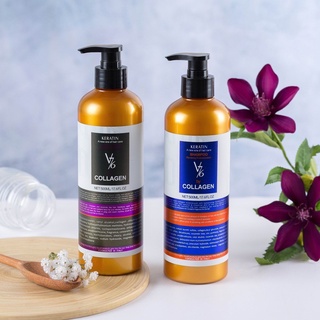 ✅ cặp gội xả collagen và keratin kích thích mọc tóc, phục hồi tóc hư tổn-v76 800ml