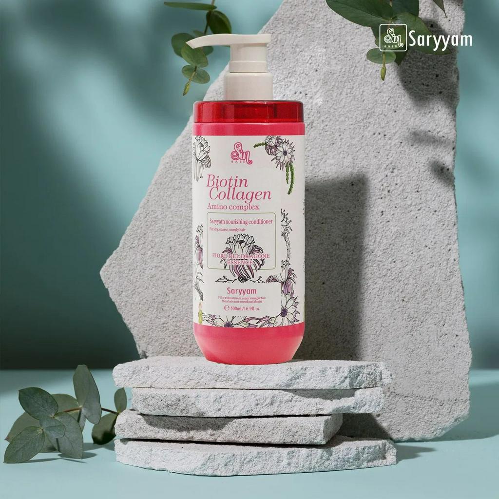 Dầu gội và Dầu xả nước hoa Sin Hair Sarryam, Dầu cặp Biotin Collagen siêu mềm mượt, hương quyến rũ 500ml