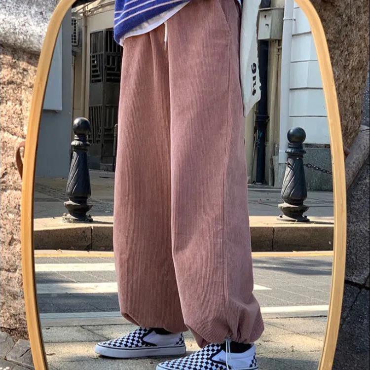 Quần nhung ống rộng phong cách thời trang Hàn Quốc cho nữ