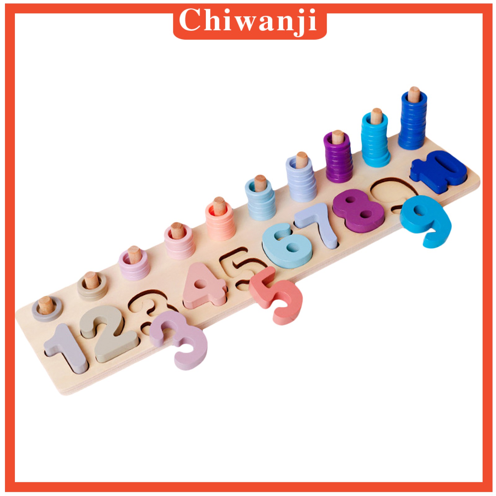 [CHIWANJI] Rainbow Rings Board Wooden Color Sorter Sorting Matching Toys Preschool