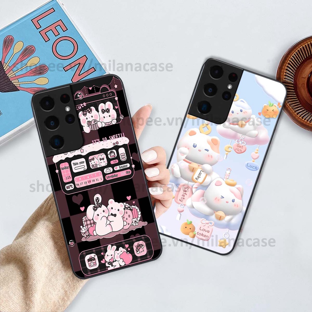 Ốp Samsung S21 Ultra hình đồng hồ icon gấu mèo cute cực dễ thương ngộ nghĩnh