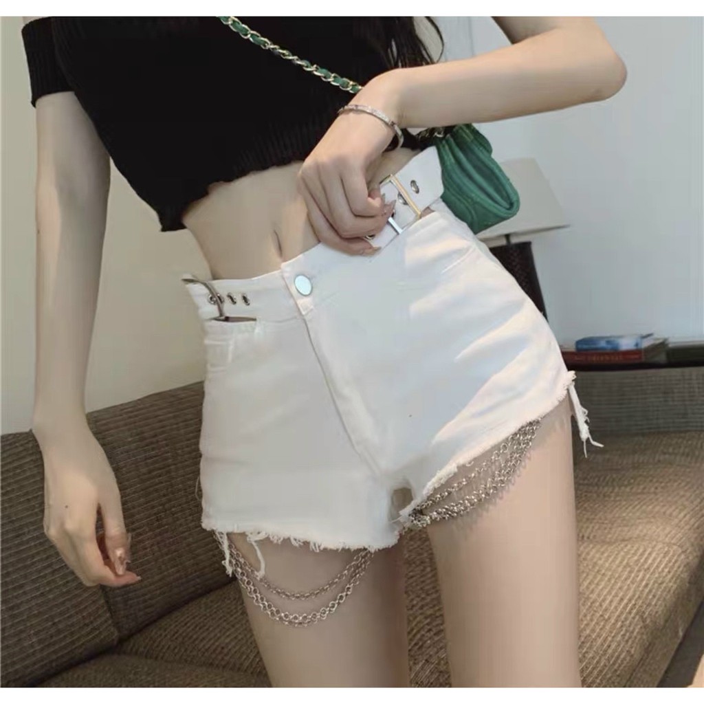 Quần short tua rua phối dây xích siêu hot alohashop91
