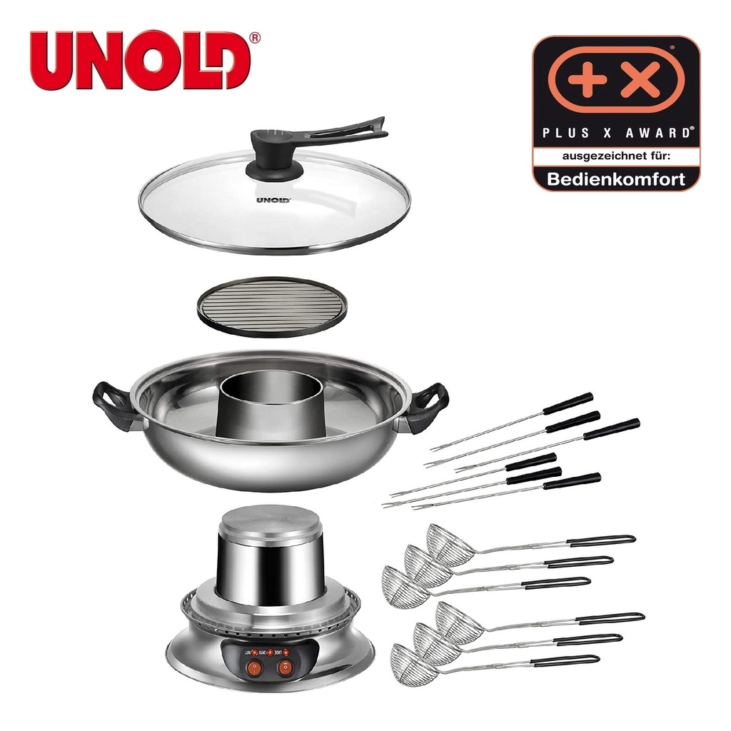 NỒI LẨU NƯỚNG 2in1 UNOLD 48746 ASIA FONDUE  VỚI CHẤT LIỆU THÉP KHÔNG GỈ - HÀNG NHẬP ĐỨC