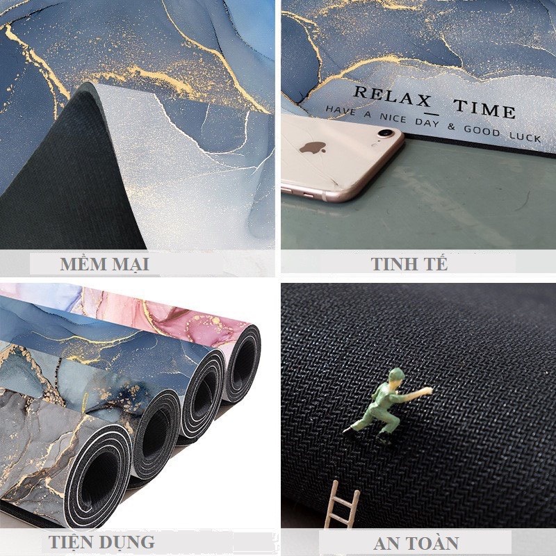 Thảm chùi chân thấm hút nước dạng mềm  họa tiết VÂN ĐÁ, phong cách Châu Âu