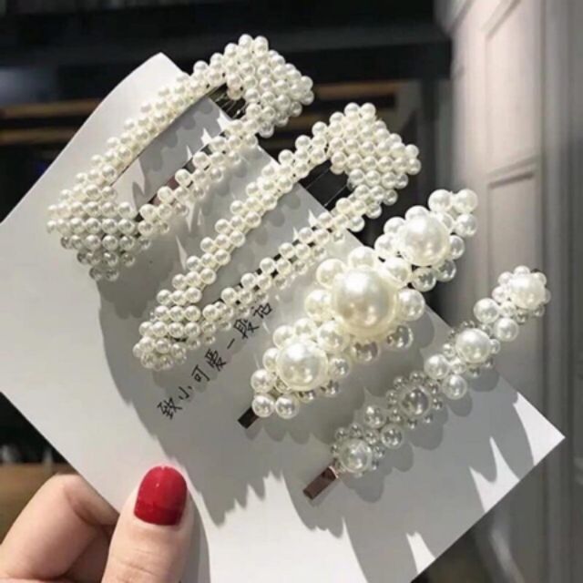 Set 4 chiếc cặp đính hạt siêu hot phong cách Hàn Quốc