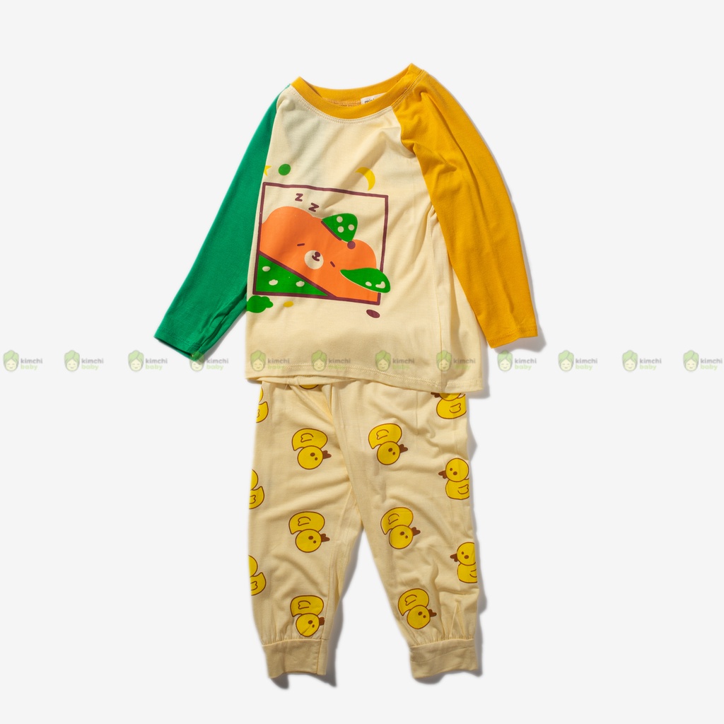 Bộ Thun Lạnh Dài Tay Cho Bé Gái, Bé Trai Minky Mom Hoạ Tiết Vịt Vàng, Bộ Quần Áo Cho Bé Mặc Nhà MKMTD2232