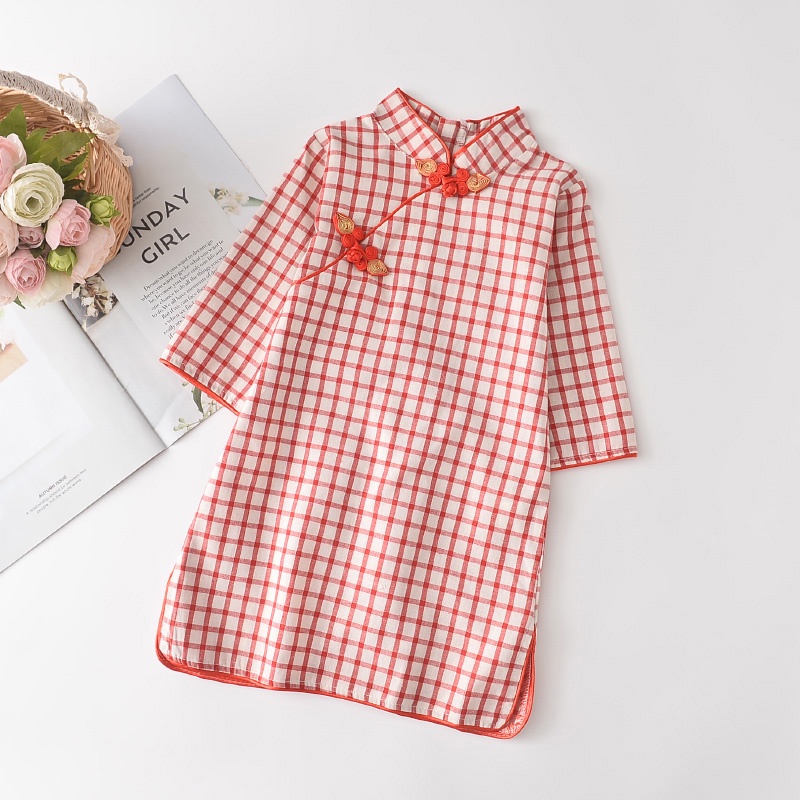 Đầm sườn xám BEAR LEADER có nút đóng nhiều họa tiết tùy chọn đáng yêu thời trang mới dành cho bé gái