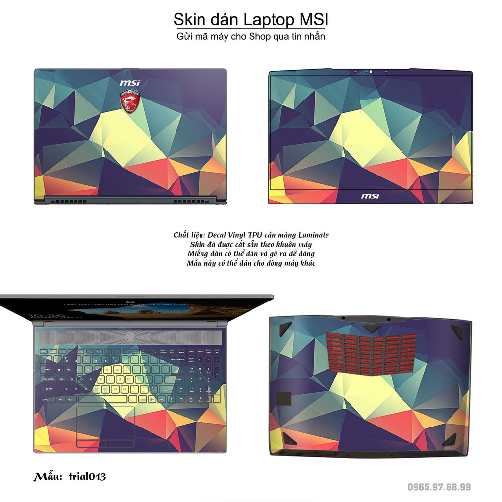 Skin dán Laptop MSI in hình Đa giác _nhiều mẫu 3 (inbox mã máy cho Shop)