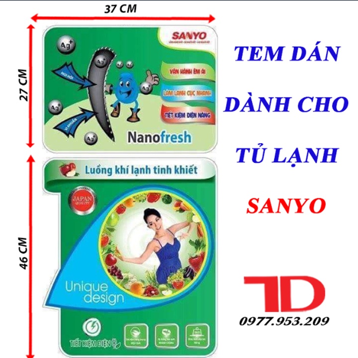 Tem dán trang trí dành cho tủ lạnh SANYO Điện Lạnh Thuận Dung