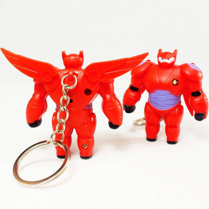 Móc khoá đèn LED âm thanh nhân vật hành động Big Hero 6 Baymax Hiro Hamada