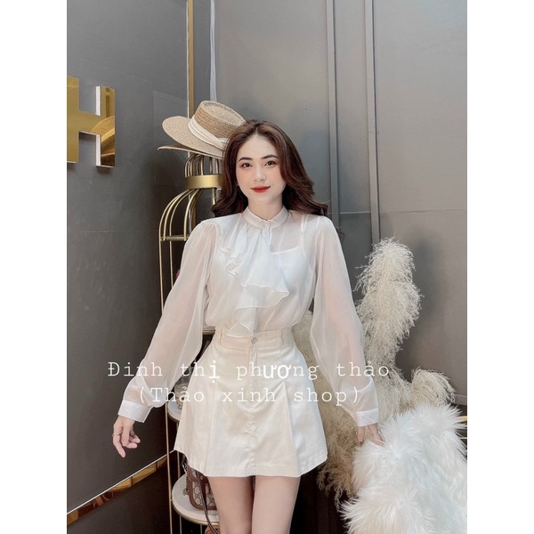 ÁO SƠ MI BÈO NGỰC VOAN