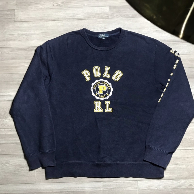 Áo thun dài tay Nam nữ hiệu Ralph Lauren màu xanh navy size M(58 x 51).