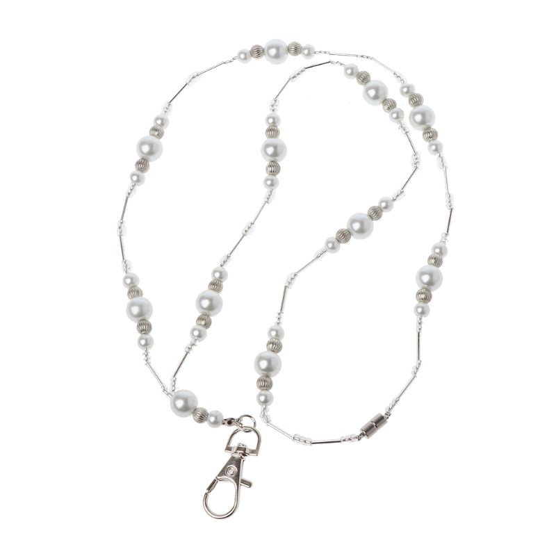 Giá Đỡ ID / Huy Hiệu Ẩn Xỏ Hạt Ngọc Trai Trắng seng