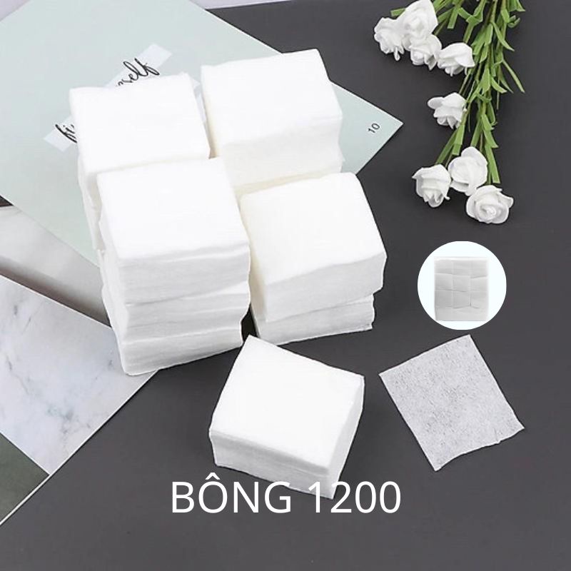 Bông tẩy trang cắt sẵn 1200 miếng tự nhiên dùng phun xăm nail tiệt trùng dạng túi