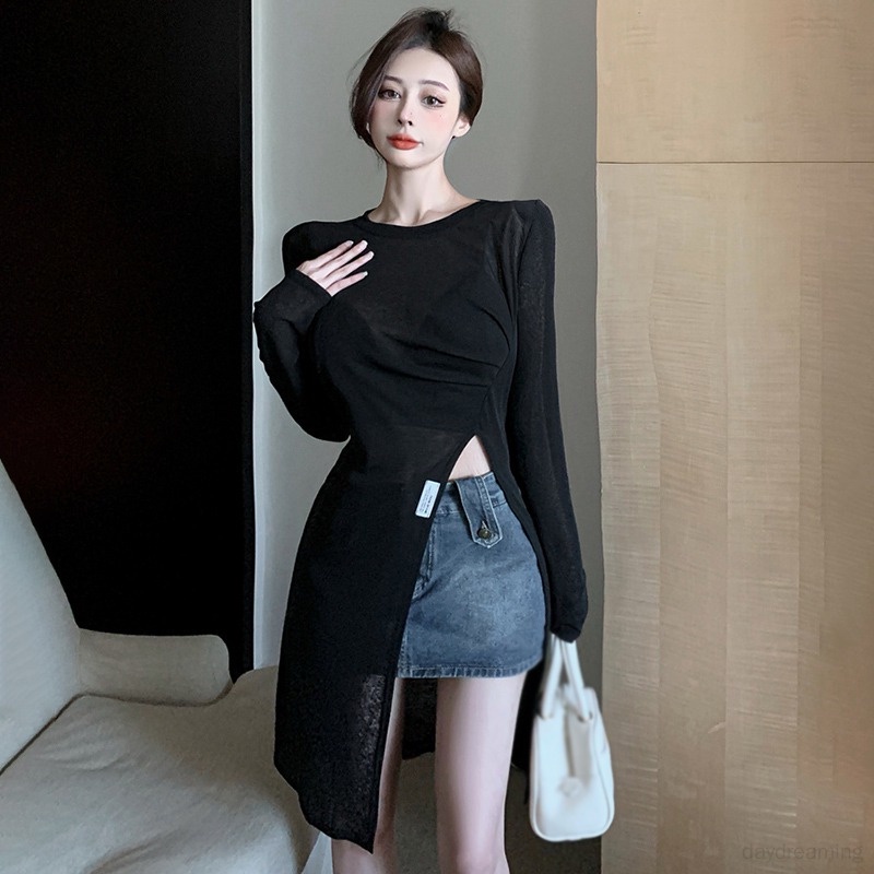 Áo Sơ Mi Tay Dài Chống Nắng Màu Sắc Đơn Giản Phong Cách Hàn Quốc Cho Nữ