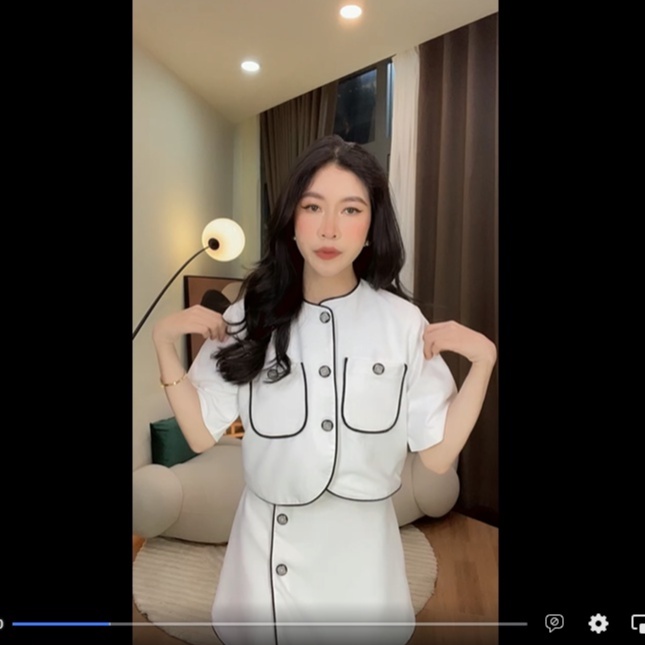 LILAC- Set váy trắng viền đen QCCC Loan Lâm