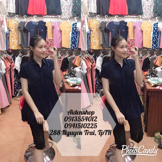 Áo bầu công sở Aidenshop Áo bầu sơ mi đẹp mùa hè