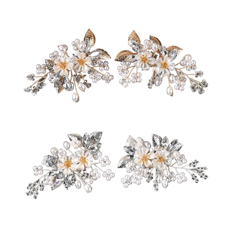 Phụ Kiện Ngọc Trai Đính Hoa Pha Lê Trang Trí Giày Cho Cô Dâu