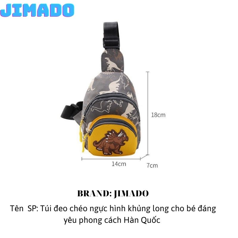 Túi đeo chéo ngực hình khủng long cho bé phong cách Hàn Quốc JIMADO T2.027.XA