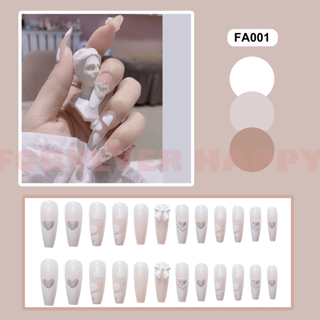 Móng tay giả đính đá nhiều họa tiết tùy chọn cao cấp