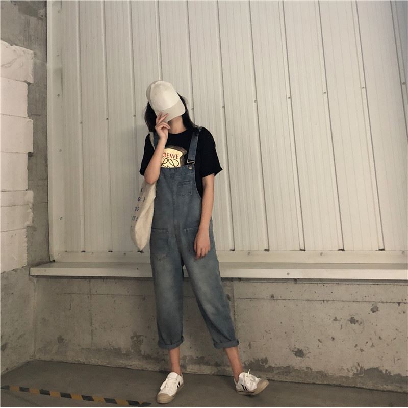 SUXI Jumpsuit thời trang có dây đeo vai tiện dụng phong cách Hàn Quốc cho nữ