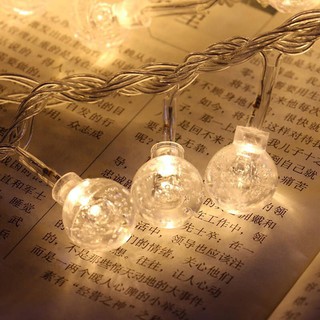 Dây đèn led Pha Lê trong suốt trang trí màu sáng ấm ( chạy Pin AA)( 3m)