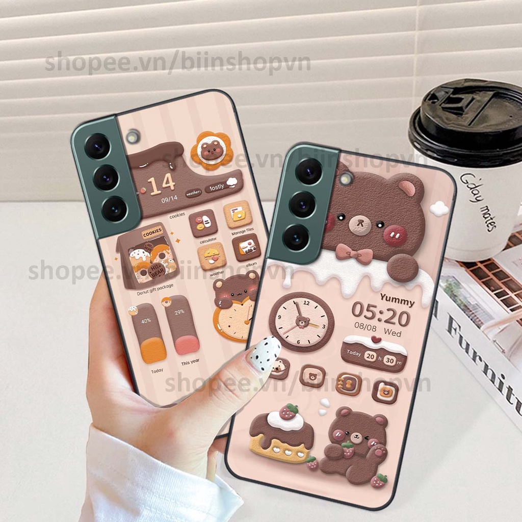 Ốp Samsung S22 / S22 Plus / S22 Ultra / S22+ in 3D icon gấu nổi siêu xinh, siêu đáng yêu, cá tính phong cách