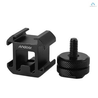 Andoer 3 Cold Shoe Mount Adapter On-Camera Mount Adapter for DSLR Camera for LED Video Light Microphone Monitor