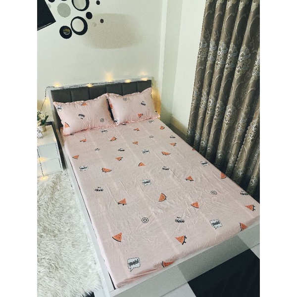 Bộ chăn ga gối Cotton poly - dưa hấu [ib mẫu cho shop]
