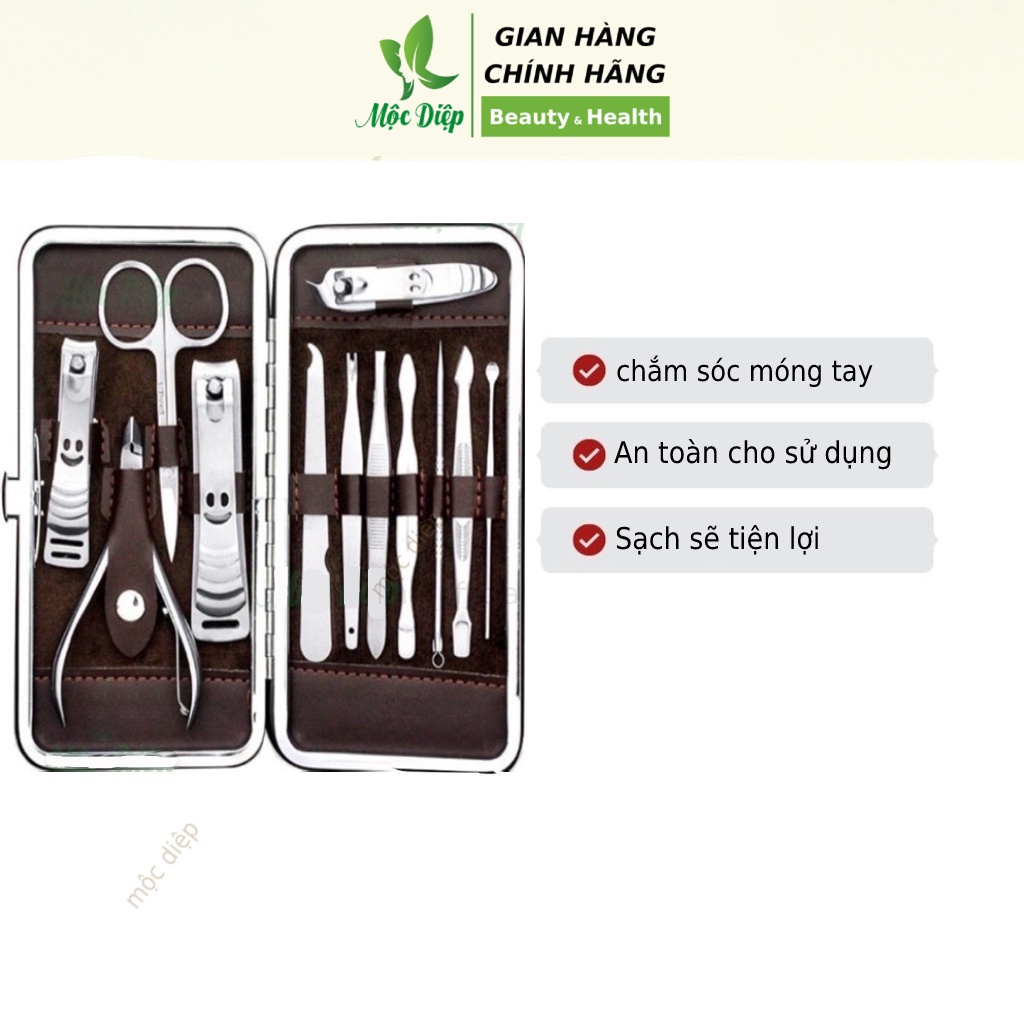 Bộ bấm móng tay 12 món - bộ cắt tỉa móng tay, lấy ráy tai tiện lợi, nặn mụn - Mộc Diệp