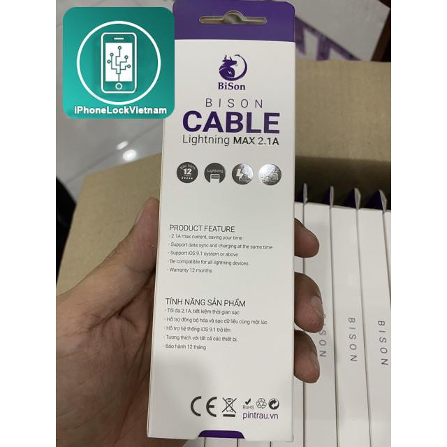 Cáp lightning Bison siêu bền,siêu dầy,bảo hành lâu