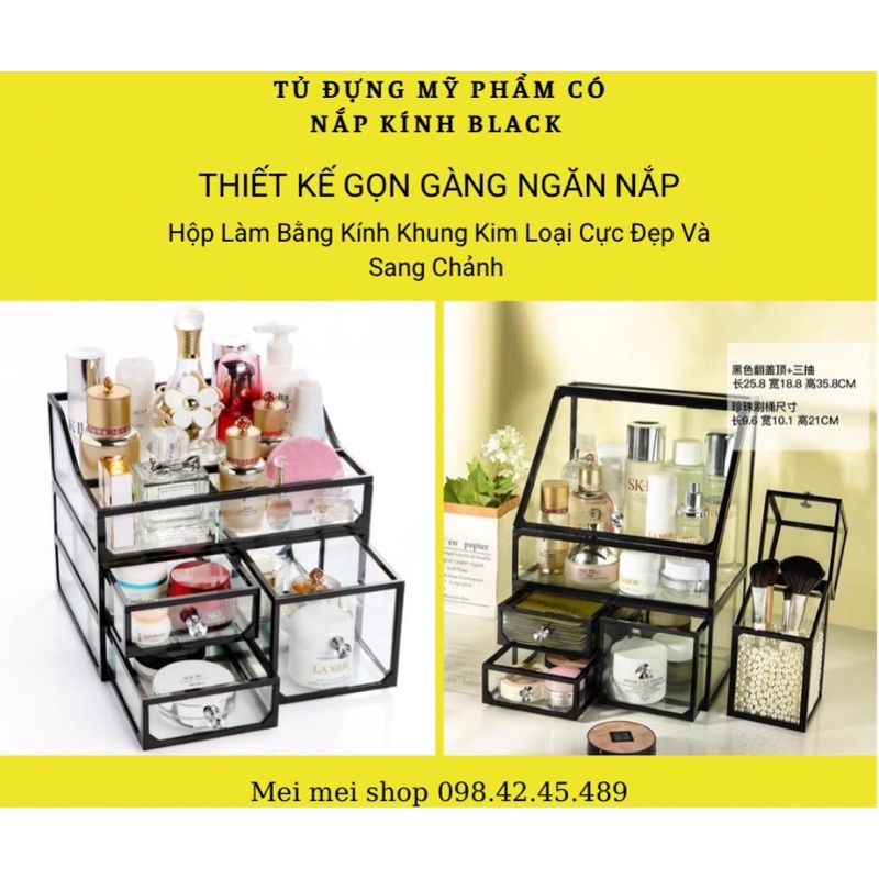 Kệ Tủ Đựng Mỹ Phẩm Thuỷ Tinh Black Phong Cách Hiện Đại