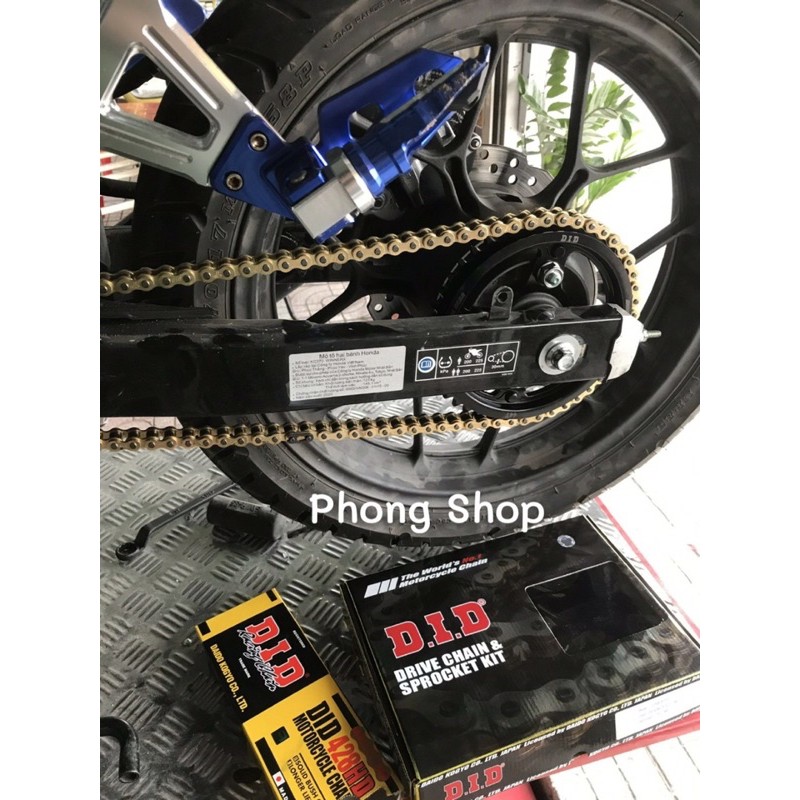 Nhông sên dĩa DID Nhật 10 ly Exciter 150 sên vàng dĩa vàng (Chính Hãng)