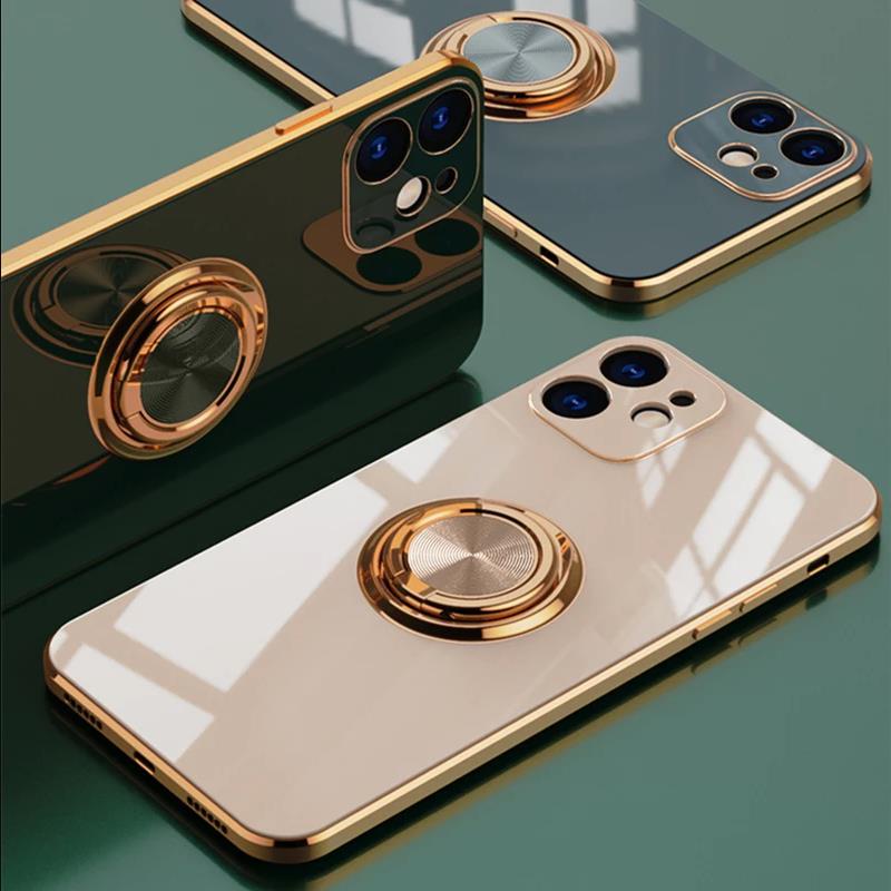 Ốp Điện Thoại Silicon Mềm Có Vòng Đỡ Hình Vuông Màu Kẹo Cho iPhone 11 12 13 Pro Max
