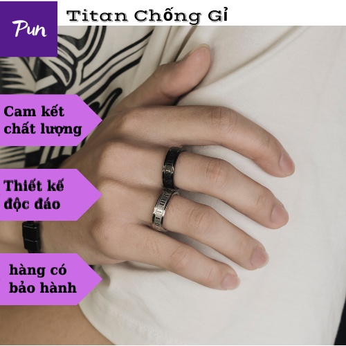Nhẫn Titan nam nữ unisex họa tiết số la mã,Nhẫn nam nữ hot không rỉ - Nhẫn La Mã