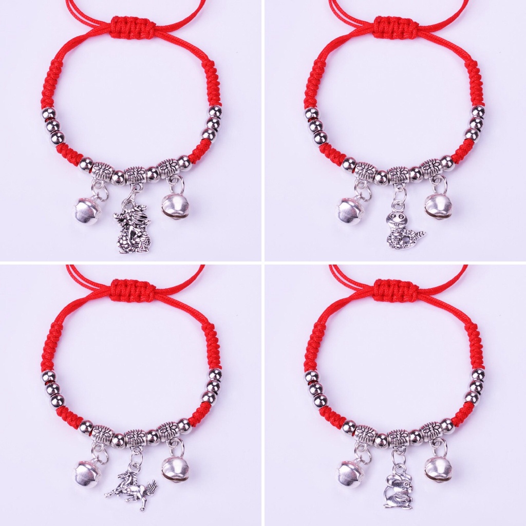 Lắc tay vòng tay bện chỉ đỏ cung hoàng đạo FH45654 cầu may mắn, trường thọ đính hạt 12 mẫu