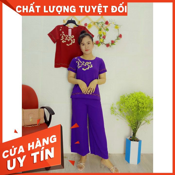 [ GIẢM GIÁ HÔM NAY ] Bộ Trung Niên 9 Tấc Thêu Hoa Cao Cấp