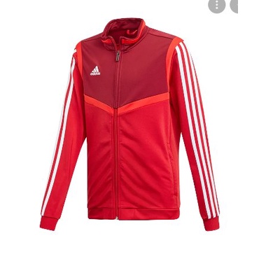 SP0459 Áo khoác bé trai  ADIDAS TIRO 19 POLYESTER JACKE màu đỏ , 3 sọc tắng tay áo - Đức - Size 128