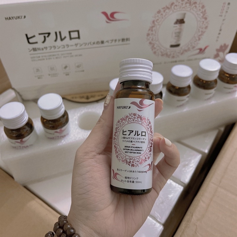 Collagen YẾN NHUỴ HOA NGHỆ TÂY HAYUKI trắng da -Colagen Yến Hayuki Nhật Bản hộp 8 lọ