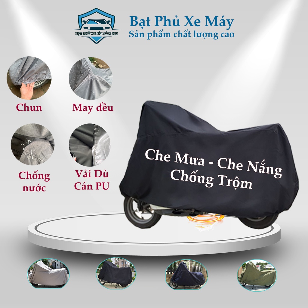 Bạt phủ xe máy cao cấp Tâm An cho xe tay ga, xe số bọc xe máy chống nắng mưa, áo trùm xe máy vài dù hai lớp cao cấp